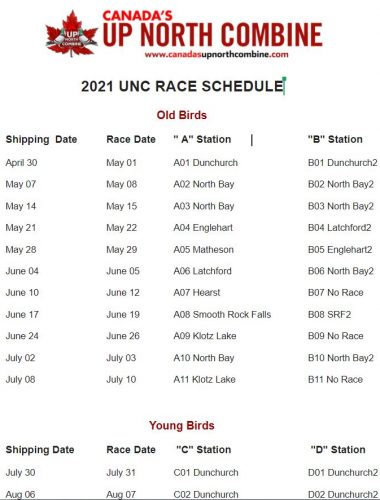 2021 UNC Race Schedule